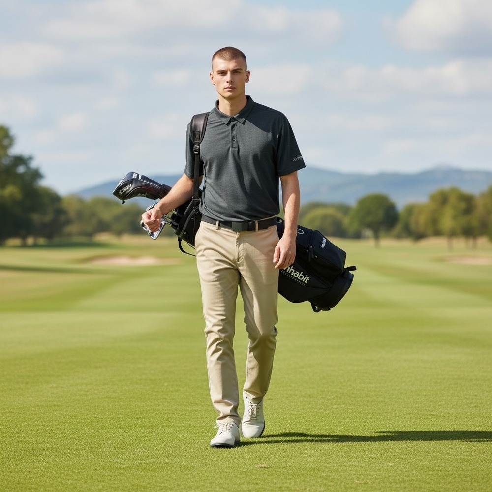 Vuori Mens Performance Polo Shirt XXL Charcoal Gray Heather Stretch Golf Logo